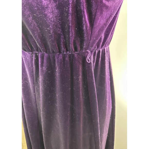 *Flawed Torrid Mini Velvet Cold Shoulder Surplice Dress Purple Size 1X No Tie - Picture 14 of 16